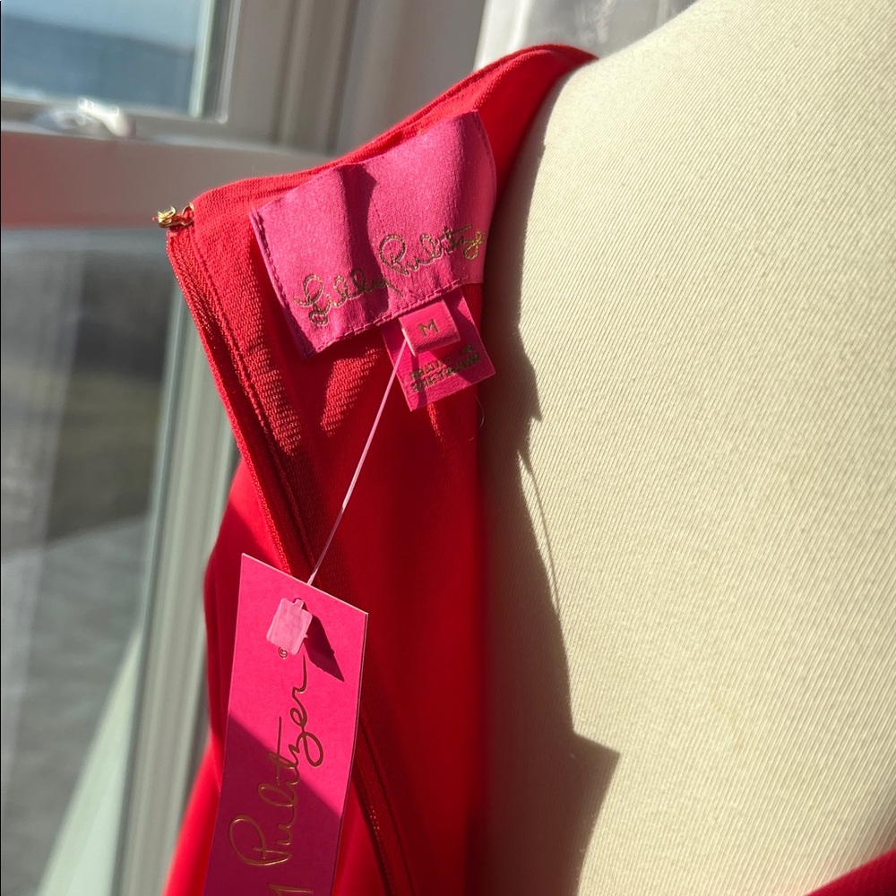 NWT Lilly Pulitzer Vibrant Red Long Sleeve Dress - Picture 8 of 10
